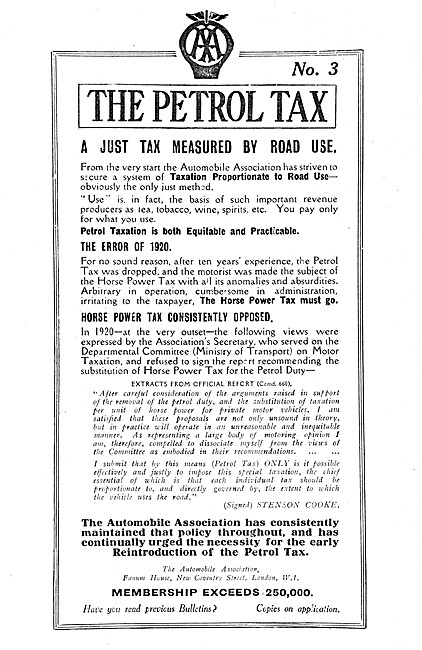 The Automobile Association - AA - AA Petrrol Tax Campaign 1926   