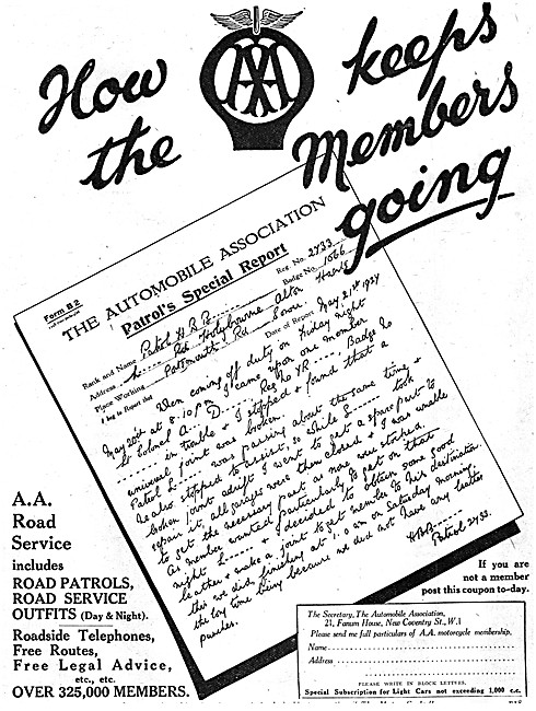 The Automobile Association - AA 1927 Advert                      