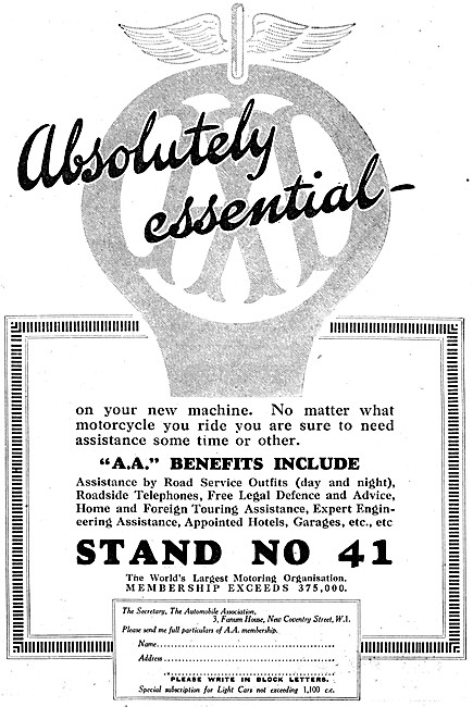 The Automobile Association - AA 1928 Advert                      