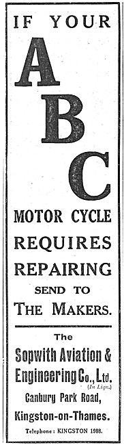 ABC Motor Cycles - Sopwith Motor Cycles 1922                     