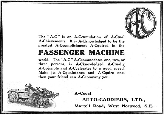 A.C. Cars - AC Three Wheeler Car 1910                            