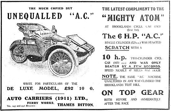 1912 A.C. De Luxe Model Motor Car                                