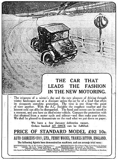 A.C. Cars  - A.C.Sociable Car 1912                               