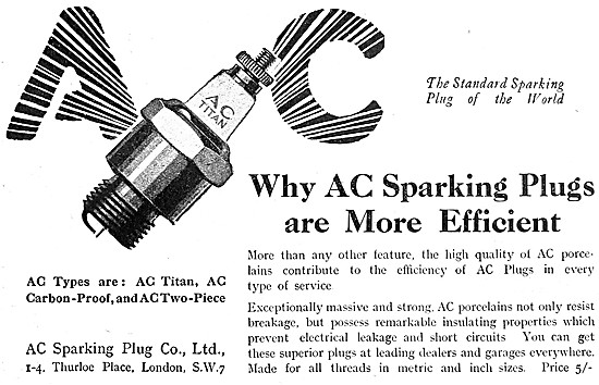 AC Titan Sparking Plugs 1921 Advert                              