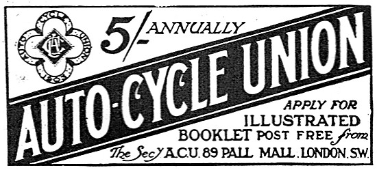 A.C.U. The Auto-Cycle Union 1913 Advert                          