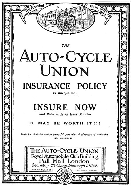 A.C.U. The Auto-Cycle Union Insurance Policy 1914                