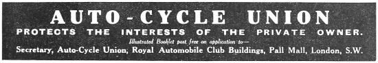 A.C.U. The Auto-Cycle Union 1918 Advert                          