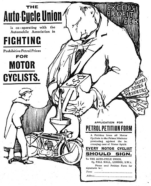 A.C.U. The Auto-Cycle Union Petrol Prices Petition 1920          