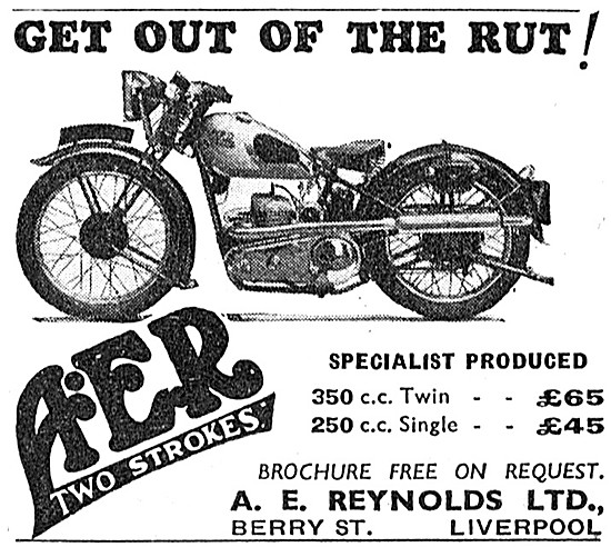  AER Motor Cycles - AER 350 cc Twin - AER 250 cc Single 1938     