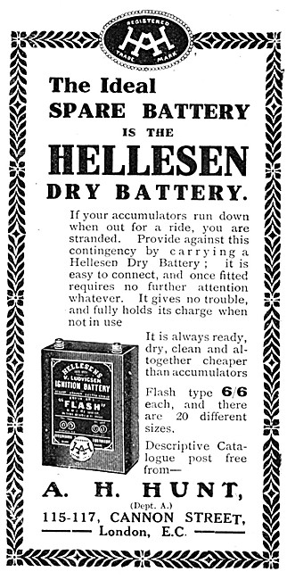 A.H.Hunt - Hellesen Dry Battery                                  