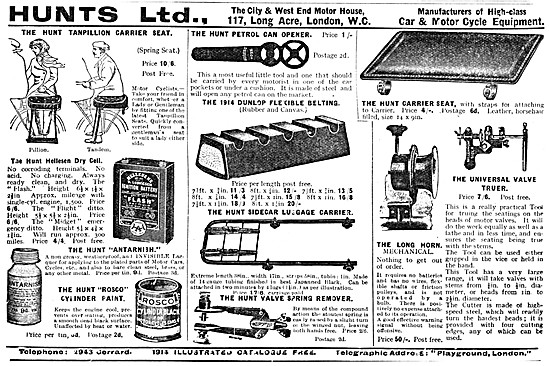 A.H.Hunt 1914 Motor Cycle Accessories Mail Order Catalogue       