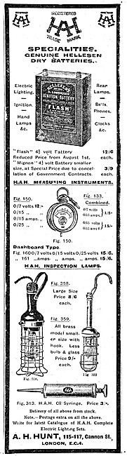A.H.Hunt Motor Cycle Instruments 1919                            