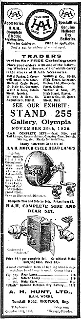 A.H.Hunt - HAH Motor Cycle Lights - HAH Accessories              