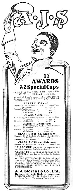 1914 AJS Motor Cycles Advert                                     