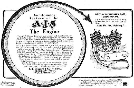 Features Of The 1920 AJS Motor Cycle V Twin Engine               