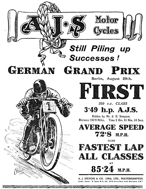 1926 AJS Motor Cycle Advert                                      