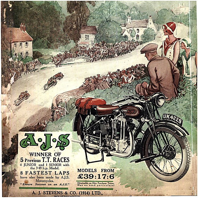 AJS Motor Cycles 1929 Advert                                     
