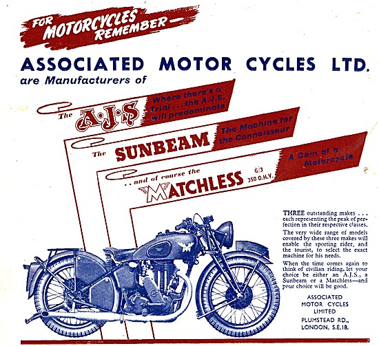 AJS Motor Cycles - AMC Motorcycles. Matchless G/3                