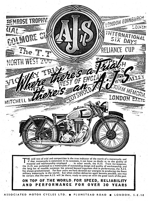 AJS Motor Cycles - AMC Motor Cycles - Associated Motor Cycles    