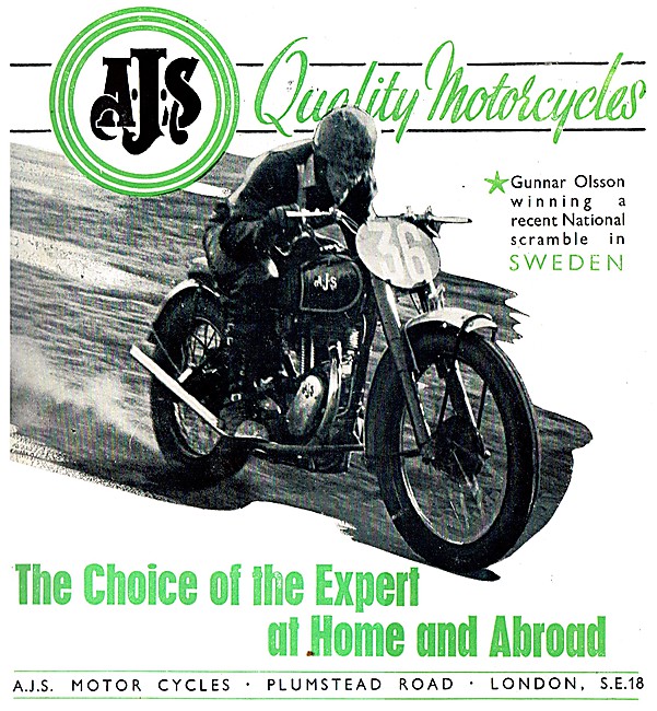 AJS Motor Cycles 1947 Advert                                     