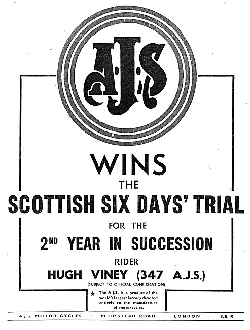 AJS Six Days Trial Success 1948                                  