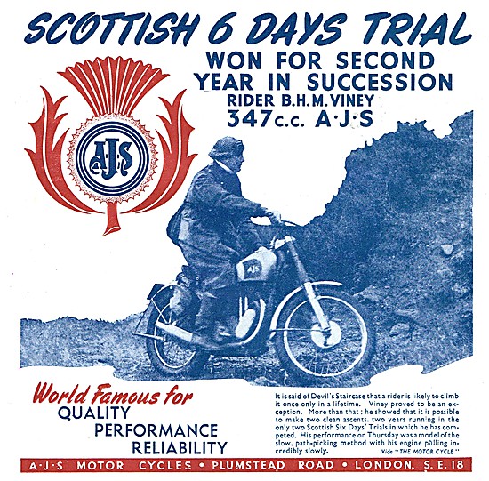 AJS Sccottish Six Days Trial Bikes 1947                          