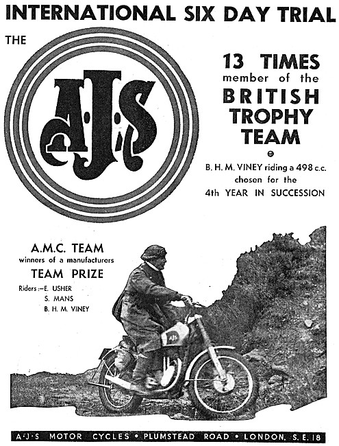 A.J.S. Motor Cycles 1951 Advert                                  