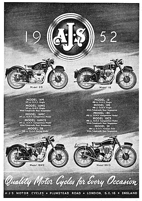 1951 AJS Motor Cycle Model Range                                 