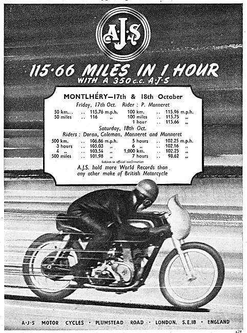 AJS Motor Cycles Sporting Successes 1952                         
