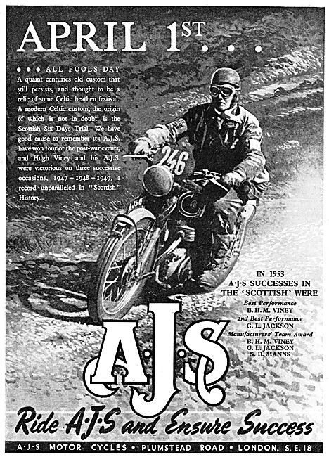 AJS Trials Motor Cycles 1954 Successes                           