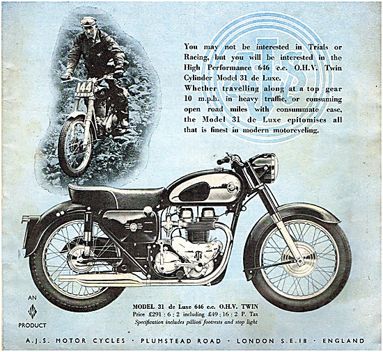 1960 AJS Model 31 De Luxe Motor Cycle                            
