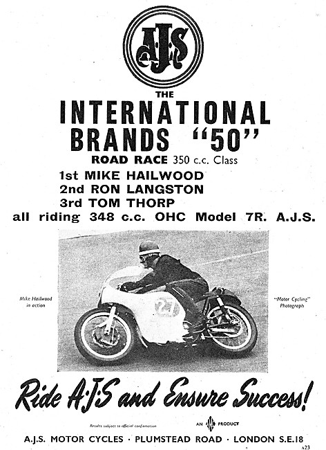 AJS Sporting Success Mike Hailwood 350 cc Class                  