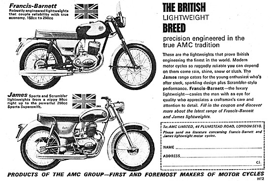 1965 AMC Lightweigtht Motorcycles. Francis Barnett - James       