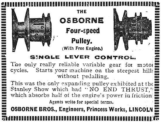 Osborne Motor Cycle Variable Gear - Osborne Four-Speed Pulley    