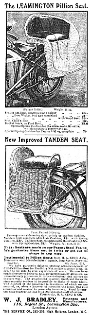 The Leamington Pillion Seat - Tandem Motor Cycle Seat 1912       