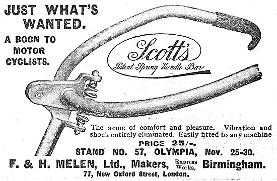 Scotts Sprung Motor Cycle Handlebars 1912                        