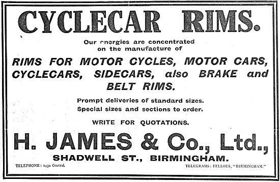 James Motor Cycle & Cyclecar Rims                                