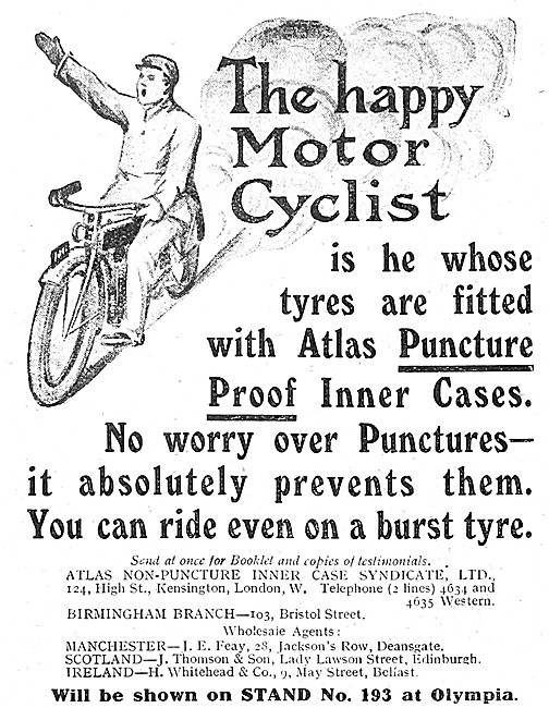 Atlas Puncture Proof  Motor Cycle Inner Tubes 1912               
