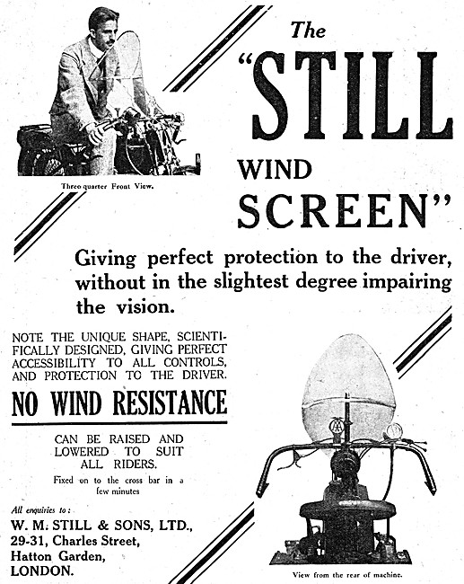 The Still Motor Cycle Windscreen 1920                            