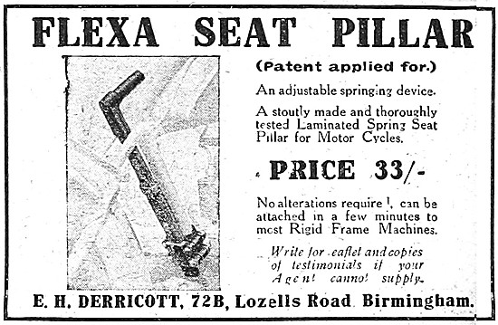 E.H.Derricott Motor Cycle Flexa Seat Pillar                      