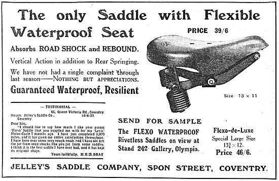 Jelleys Saddle Company Motor Cycle Saddles                       