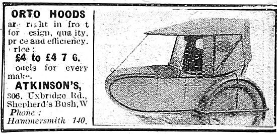 Atkinsons Orto Sidecar Hoods 1921                                