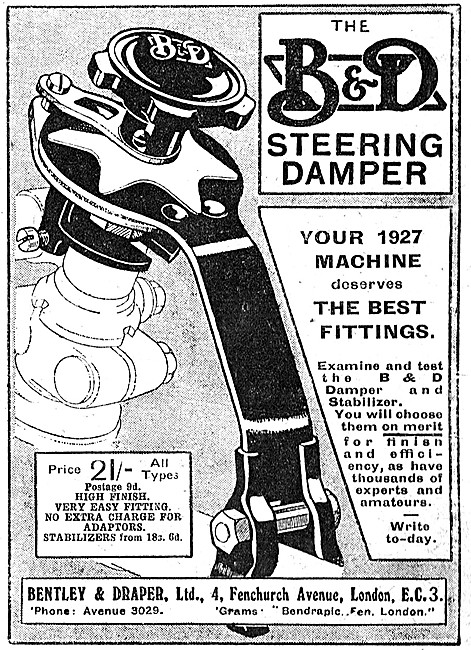 Bentley & Draper B & D Motor Cycle Steering Dampers              