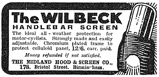 The Wilbeck Motor Cycle Handlebar Windscreen 1938                