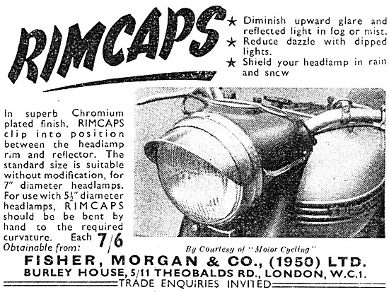 Fisher Morgan Rimcaps Headlight Shield 1955                      