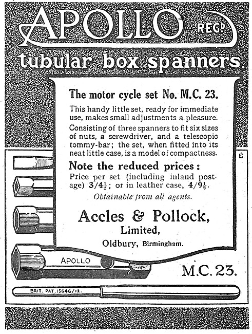 Accles & Pollock Tubular Box Spanners 1921                       