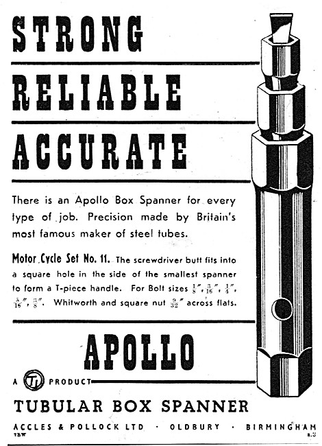 Accles & Pollock Box Spanners - Motor Cycle Set  No 11           