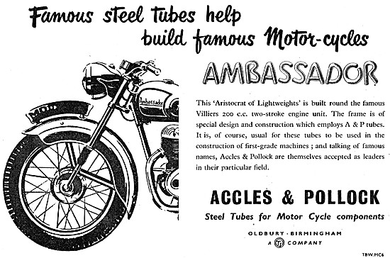 Accles & Pollock Steel Tubes For Motorcycle Frame Construction   