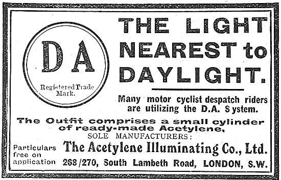 D.A. Acetylene Motor Cycle Lights                                