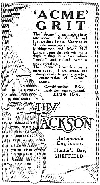 Acme Motor Cycles - T.H.V.Jackson Hunter's Bar Sheffield         